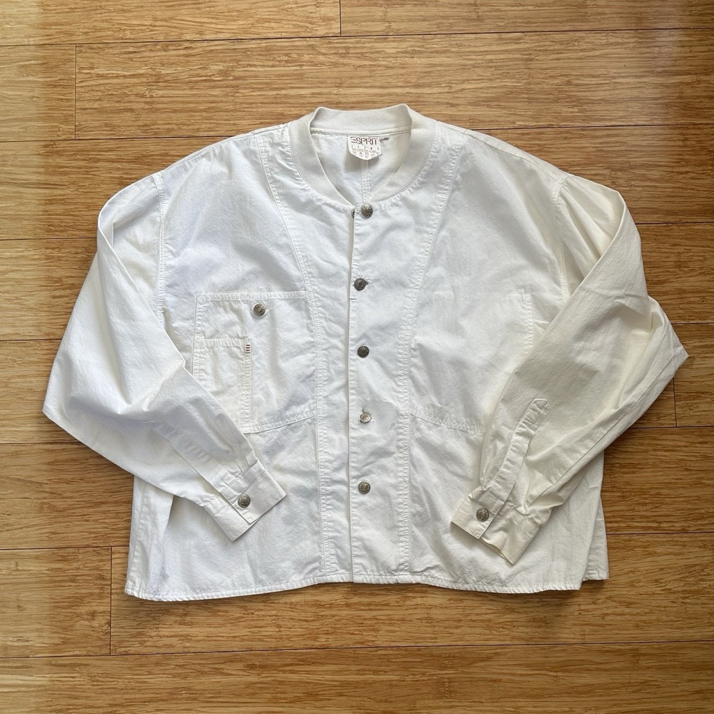 Vintage ESPRIT Womens White Button Long Sleeve Shirt 100% Cotton Medium